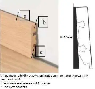 Ламинированный плинтус Balterio Deluxe Дуб амбарный (14х77х2400 мм)